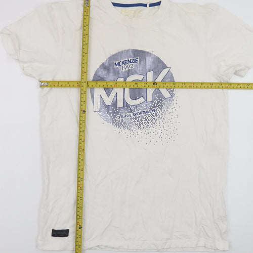 McKenzie Men's White Graphic Short Sleeve Crew Neck T-Shirt Size M