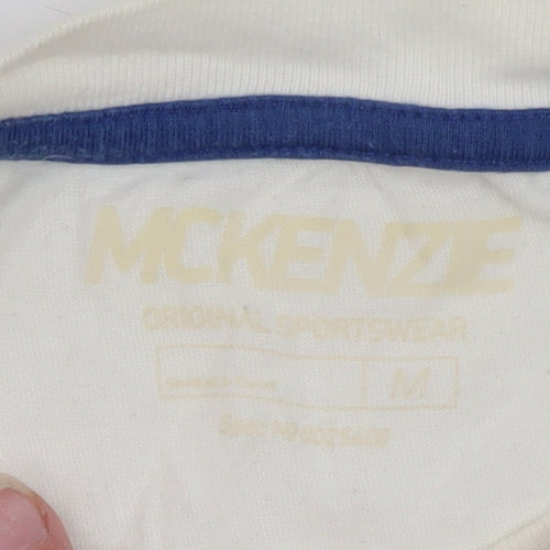 McKenzie Men's White Graphic Short Sleeve Crew Neck T-Shirt Size M