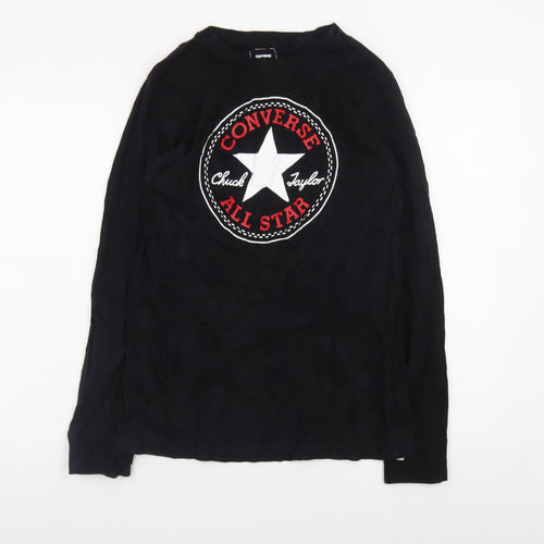 Converse Boys Black Long Sleeve Logo Cotton T-Shirt 13-15 Years