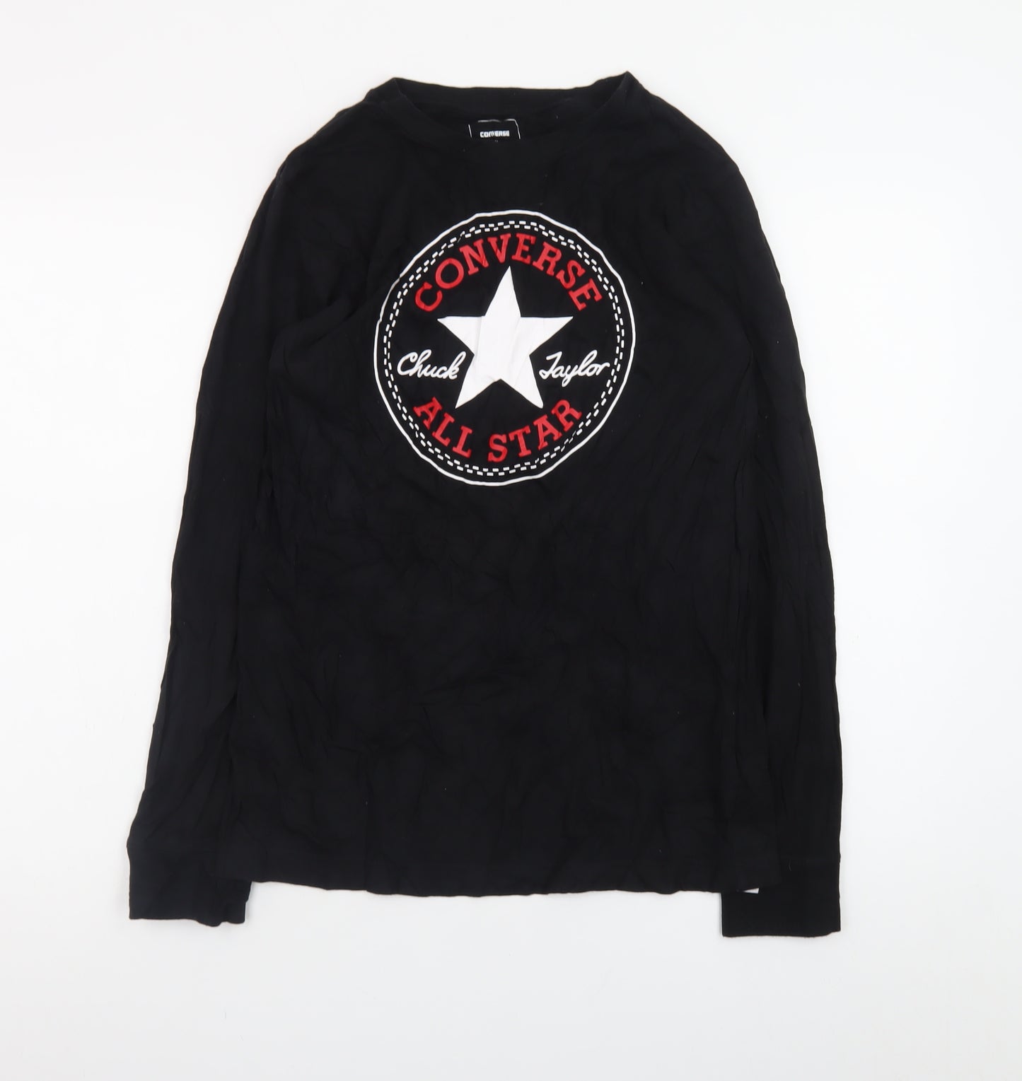 Converse Boys Black Long Sleeve Logo Cotton T-Shirt 13-15 Years
