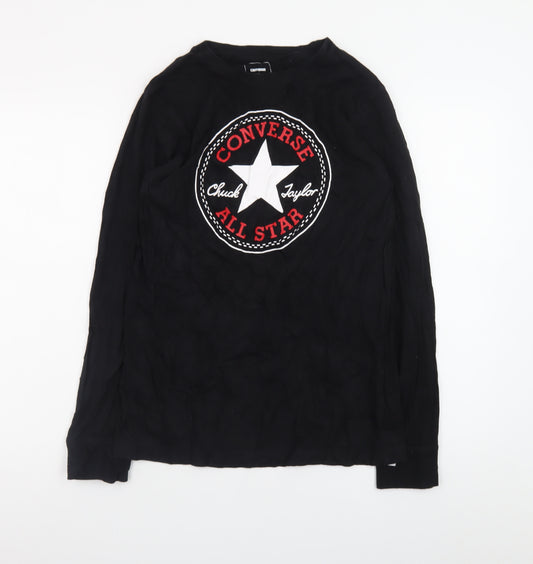 Converse Boys Black Long Sleeve Logo Cotton T-Shirt 13-15 Years