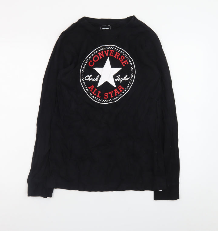 Converse Boys Black Long Sleeve Logo Cotton T-Shirt 13-15 Years