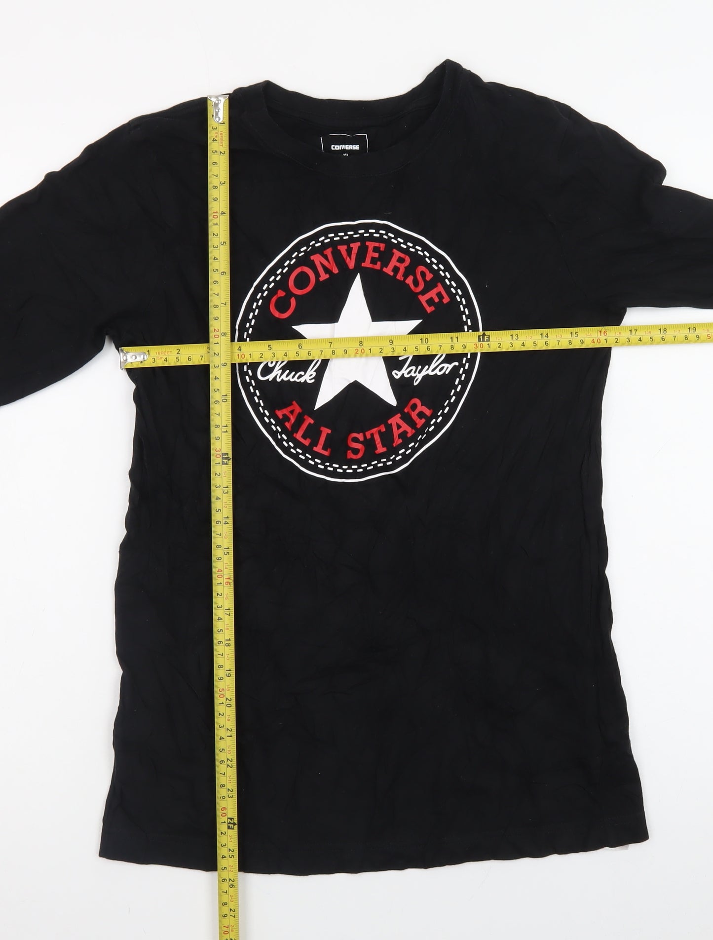 Converse Boys Black Long Sleeve Logo Cotton T-Shirt 13-15 Years