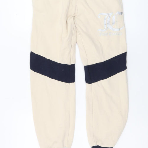 Juicy Couture Girls Beige & Black Jogger Sweatpants Size 10/11 Drawstring Waist