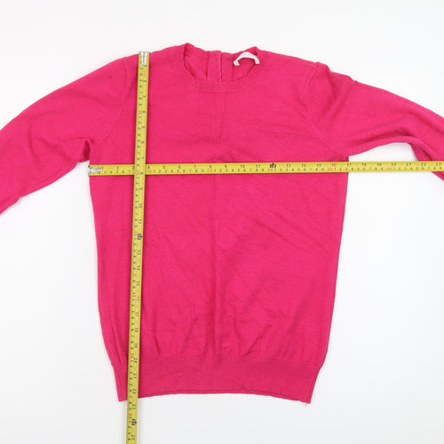 Savida Women Pink Crew Neck Button Detail Pullover Jumper Size 10