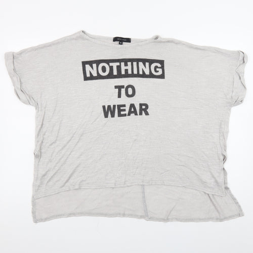 New Look Womens Grey Funny Slogan T-Shirt Size 16 Short Sleeve Casual