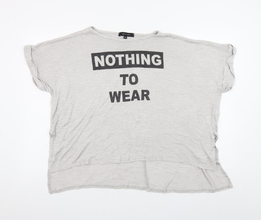 New Look Womens Grey Funny Slogan T-Shirt Size 16 Short Sleeve Casual