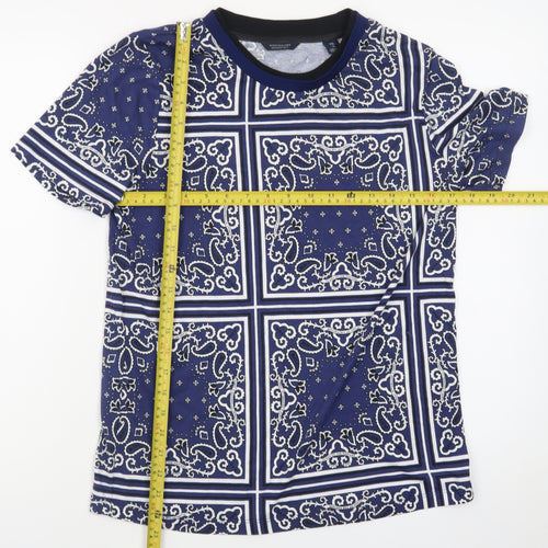 Scotch & Soda Men's Blue Geometric Print Crew Neck T-Shirt Size M