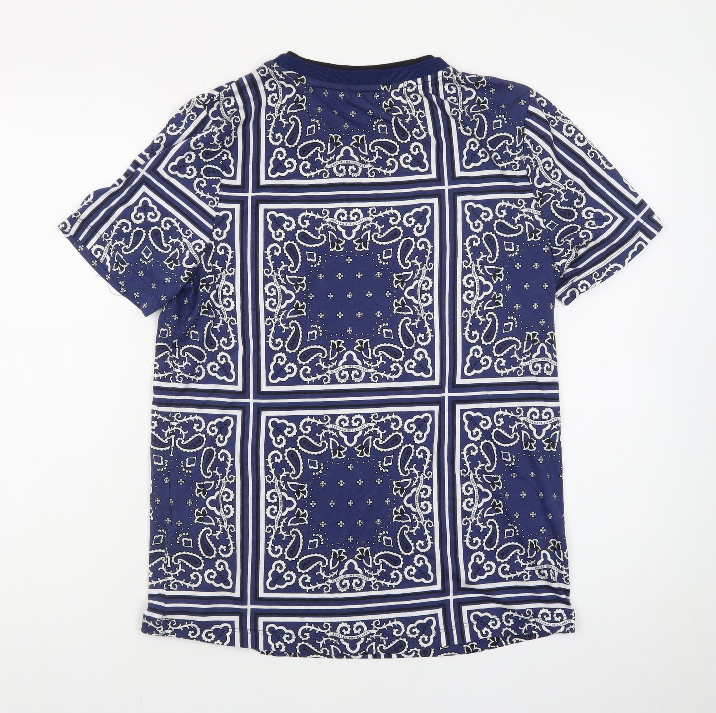 Scotch & Soda Men's Blue Geometric Print Crew Neck T-Shirt Size M