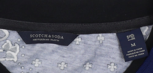 Scotch & Soda Men's Blue Geometric Print Crew Neck T-Shirt Size M