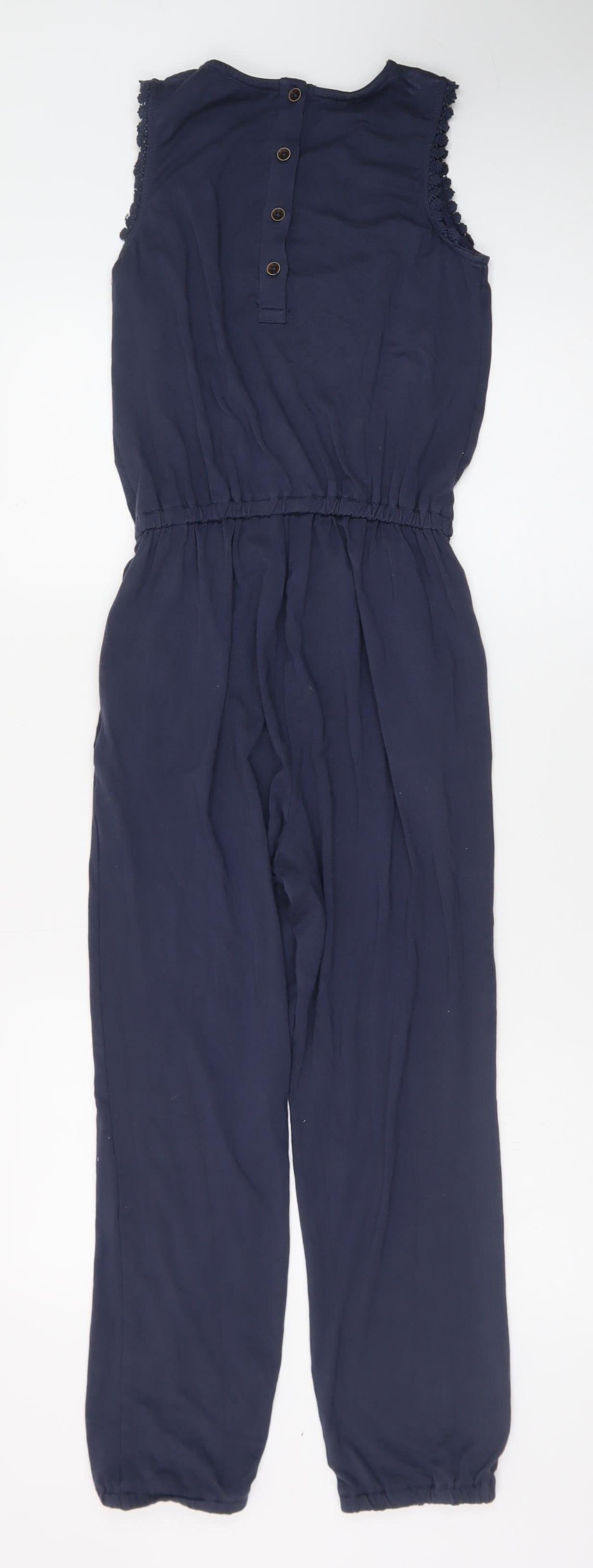 FatFace Girls Blue Floral Embroidered Sleeveless Jumpsuit 10-11 Years