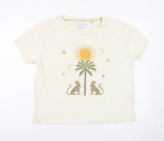 Never Fully Dressed Women’s Beige Animal Graphic Cotton T-Shirt UK 10