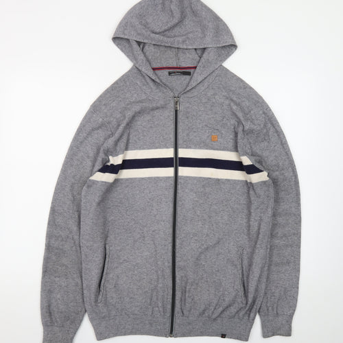 Roberto Torretta Mens Grey Full Zip Hoodie L Viscose Nylon Blend