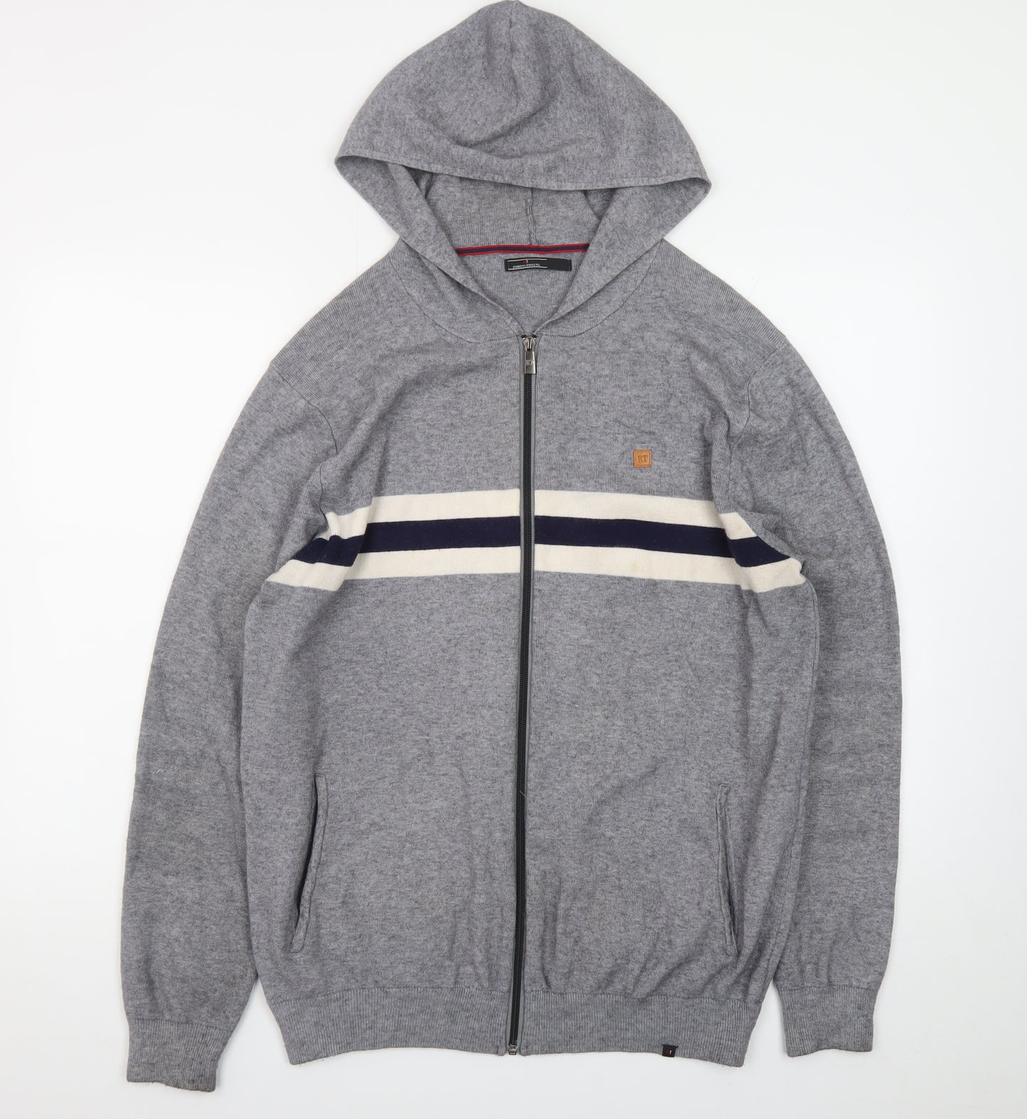 Roberto Torretta Mens Grey Full Zip Hoodie L Viscose Nylon Blend