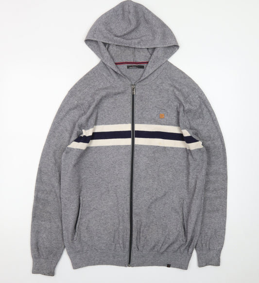 Roberto Torretta Mens Grey Full Zip Hoodie L Viscose Nylon Blend