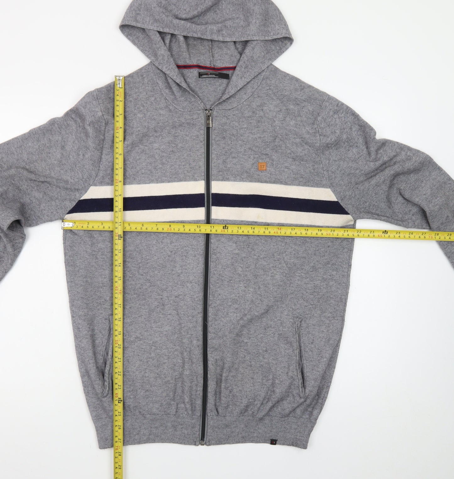 Roberto Torretta Mens Grey Full Zip Hoodie L Viscose Nylon Blend