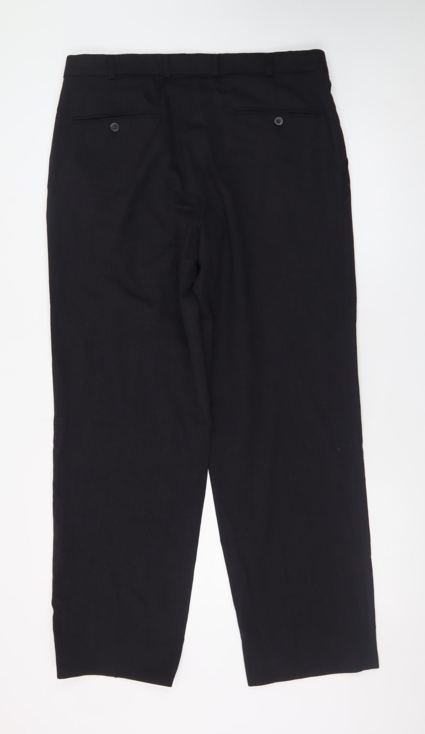 m.e.n.s. Men's Black 36R Wool Blend Straight Leg Dress Trousers