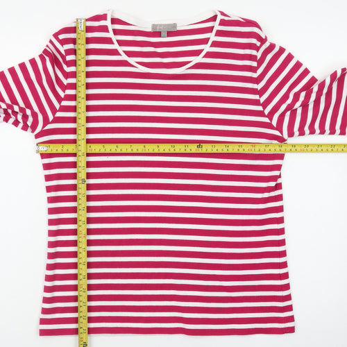 First Avenue Womens Pink White Striped Long Sleeve Pullover Jumper L