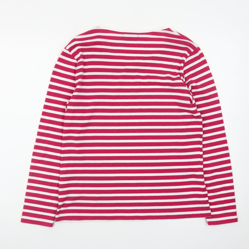 First Avenue Womens Pink White Striped Long Sleeve Pullover Jumper L