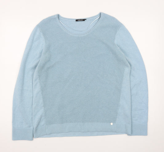Olsen Womens Blue Cotton Knit Jumper Size 18 Long Sleeve Classic Crew Neck