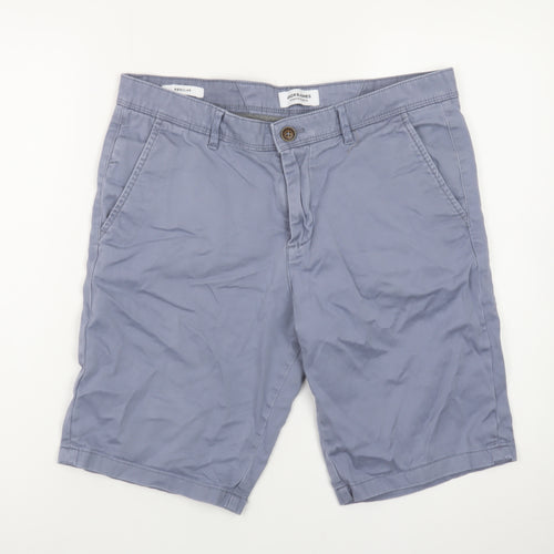 Jack & Jones Men Blue Chino Shorts M Regular Fit Cotton Stretch