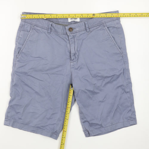 Jack & Jones Men Blue Chino Shorts M Regular Fit Cotton Stretch