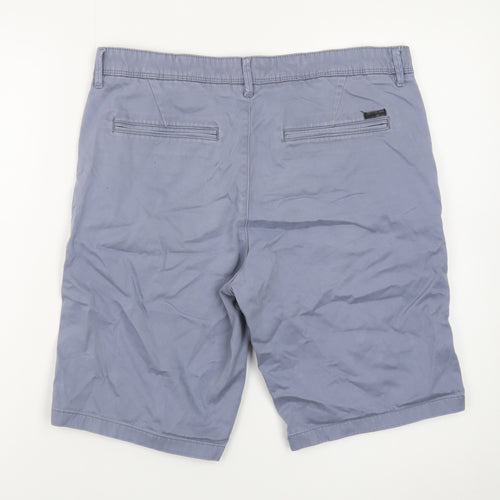 Jack & Jones Men Blue Chino Shorts M Regular Fit Cotton Stretch