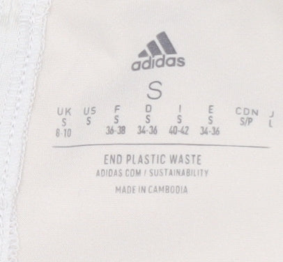 Adidas Women Beige Cropped Long Sleeve Sports T-Shirt Size S