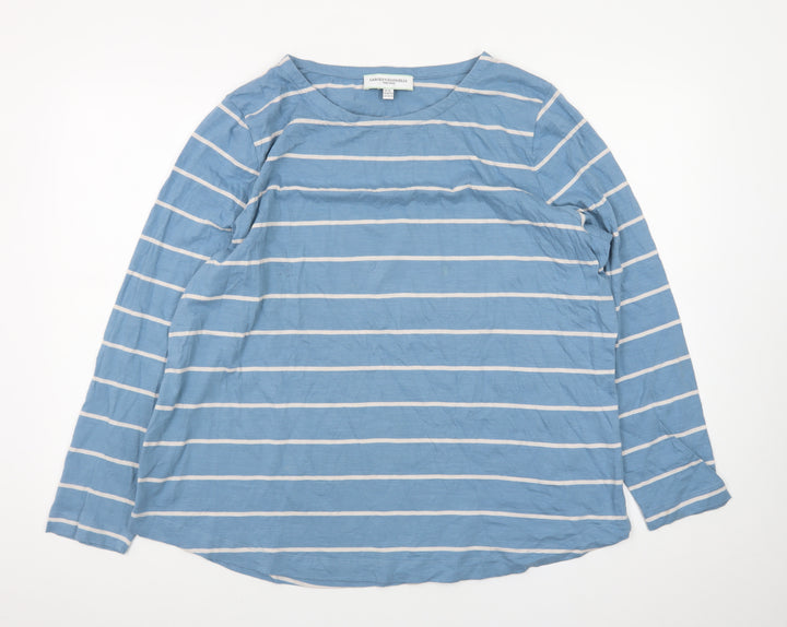 Carolyn Donnelly Women’s Blue Striped Cotton Long Sleeve T-Shirt XL