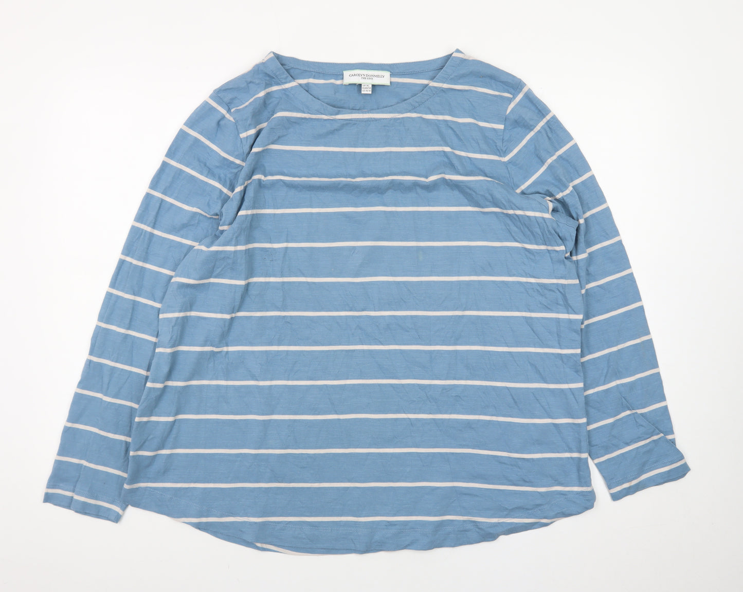 Carolyn Donnelly Women’s Blue Striped Cotton Long Sleeve T-Shirt XL