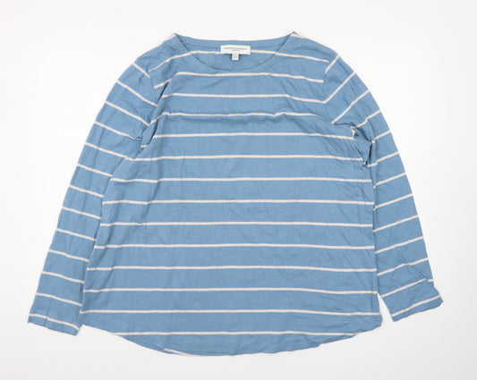 Carolyn Donnelly Women’s Blue Striped Cotton Long Sleeve T-Shirt XL
