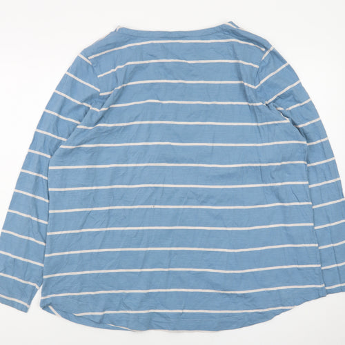 Carolyn Donnelly Women’s Blue Striped Cotton Long Sleeve T-Shirt XL