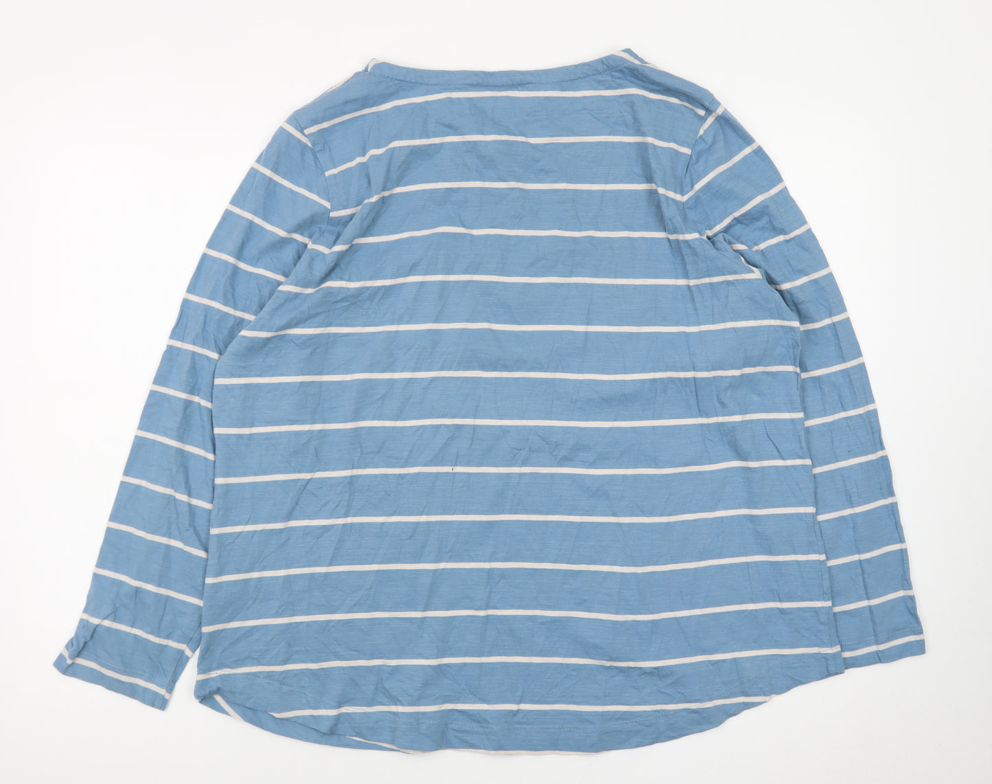 Carolyn Donnelly Women’s Blue Striped Cotton Long Sleeve T-Shirt XL