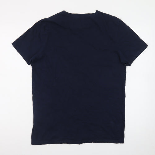Jack & Jones Men's Blue Crew Neck Graphic Print T-Shirt M
