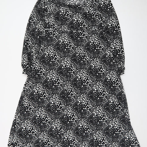 Savida Women Black Midi A-Line Dress Size 10 Long Sleeve