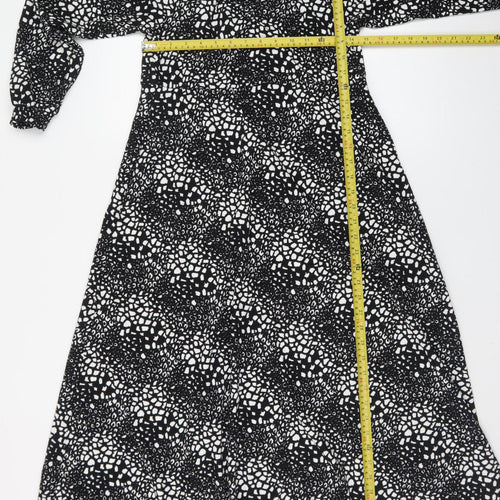 Savida Women Black Midi A-Line Dress Size 10 Long Sleeve