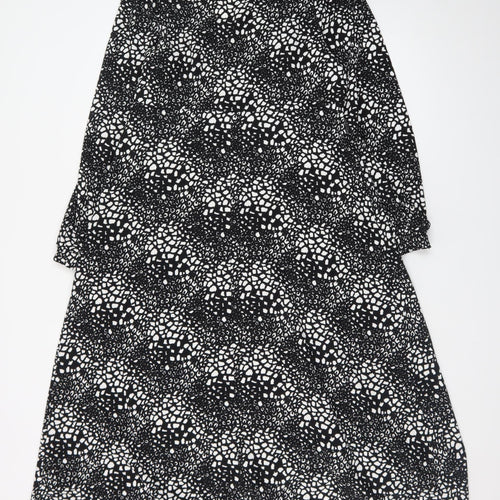 Savida Women Black Midi A-Line Dress Size 10 Long Sleeve