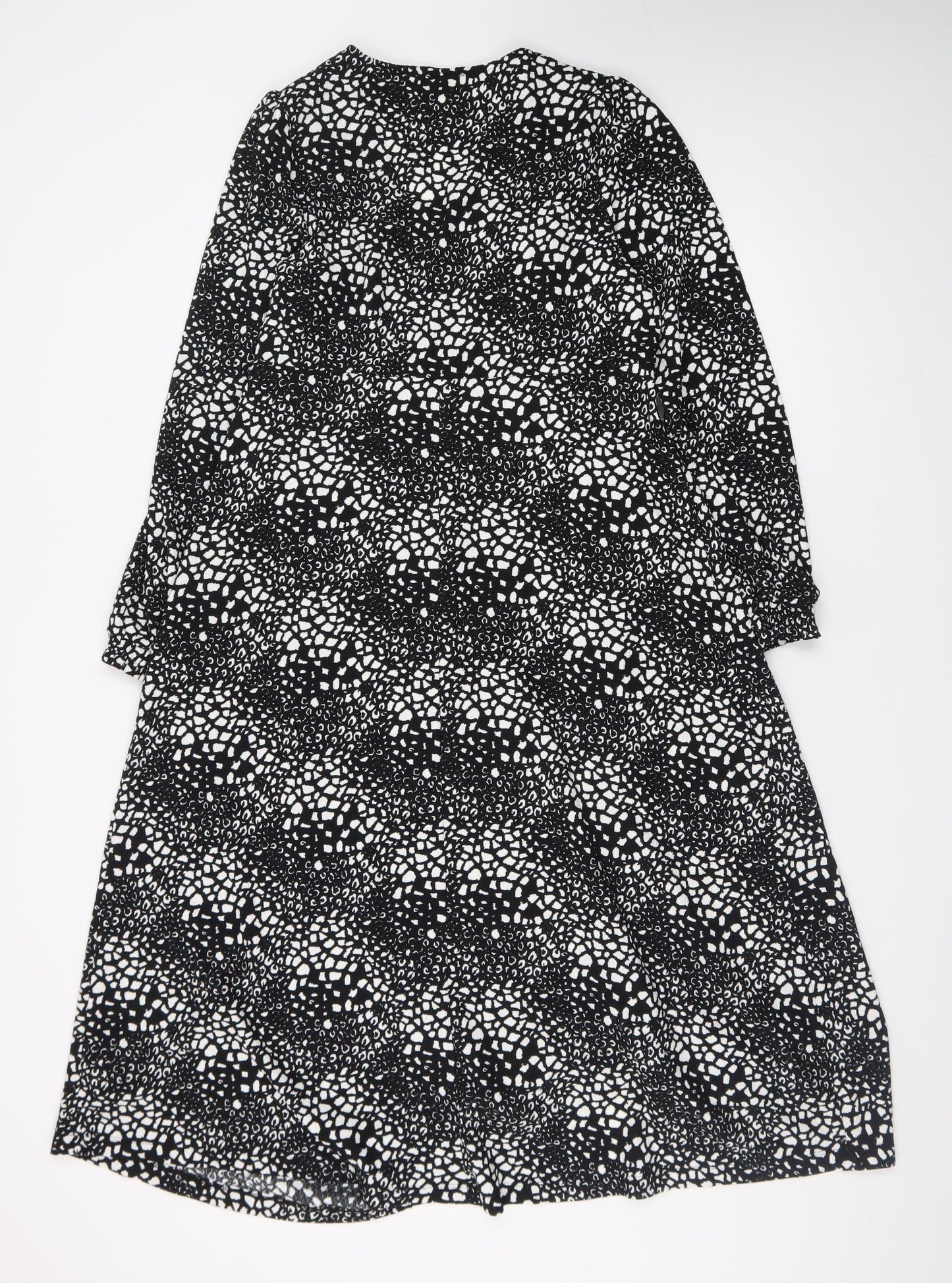 Savida Women Black Midi A-Line Dress Size 10 Long Sleeve