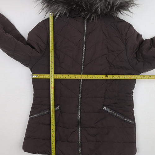 New Look 915 Girls Brown Faux Fur Hooded Puffer Jacket Age 12-13 Years