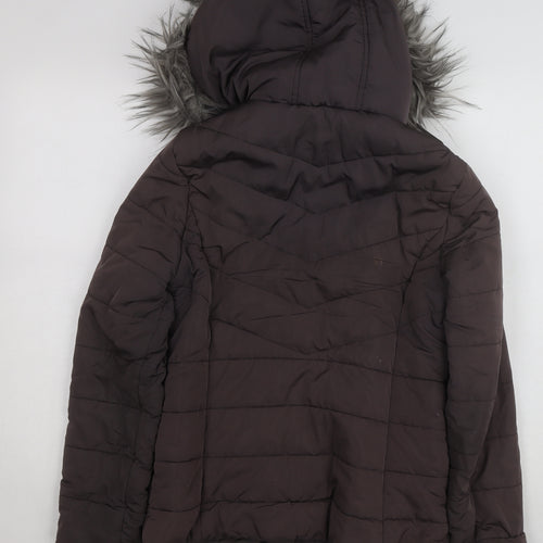 New Look 915 Girls Brown Faux Fur Hooded Puffer Jacket Age 12-13 Years