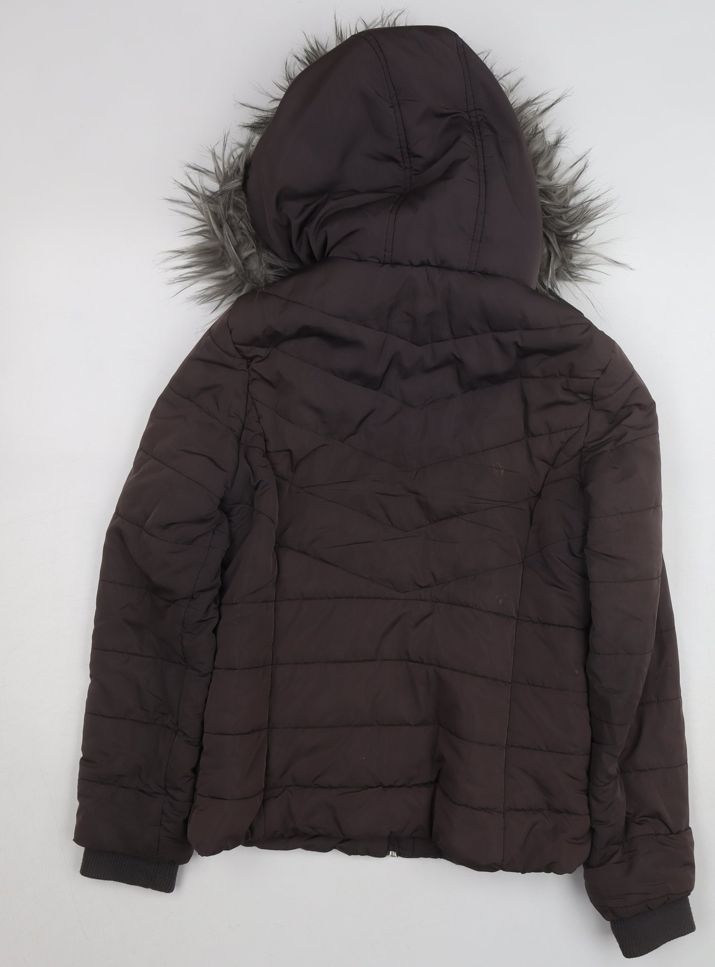New Look 915 Girls Brown Faux Fur Hooded Puffer Jacket Age 12-13 Years