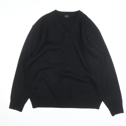 Gabicci Men’s Black Wool Blend V-Neck Pullover Jumper L