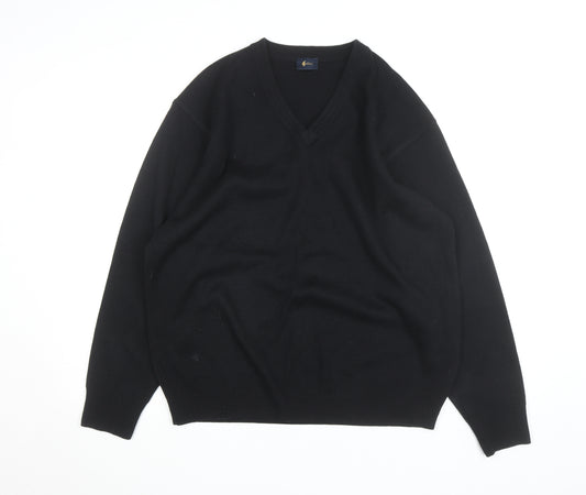 Gabicci Men’s Black Wool Blend V-Neck Pullover Jumper L