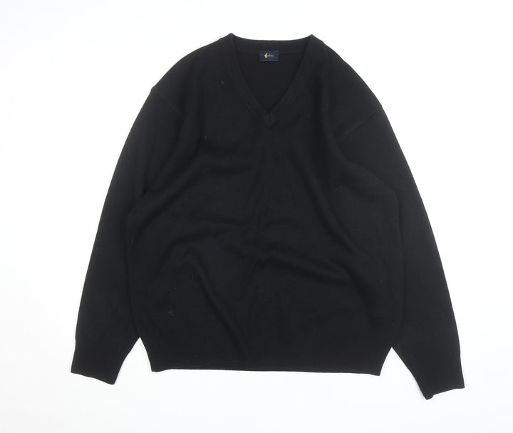 Gabicci Men’s Black Wool Blend V-Neck Pullover Jumper L