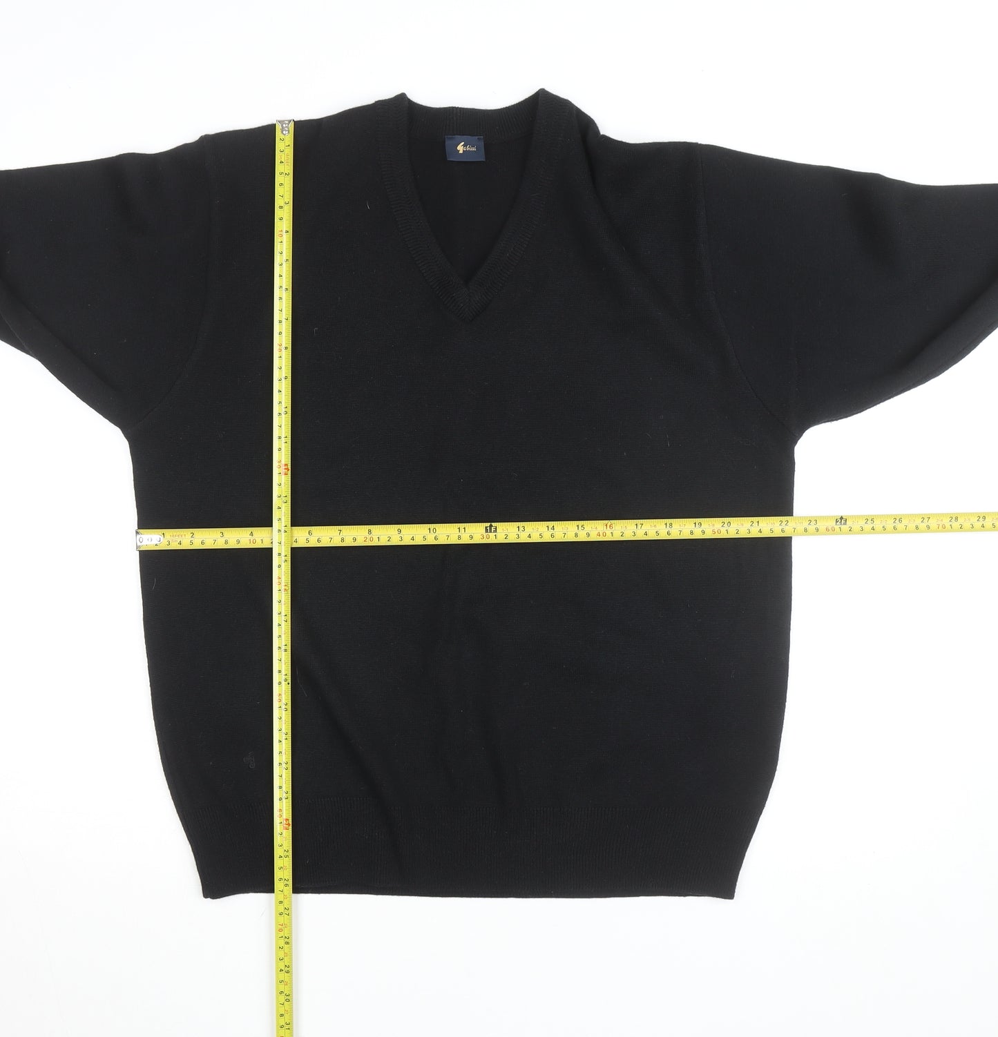 Gabicci Men’s Black Wool Blend V-Neck Pullover Jumper L