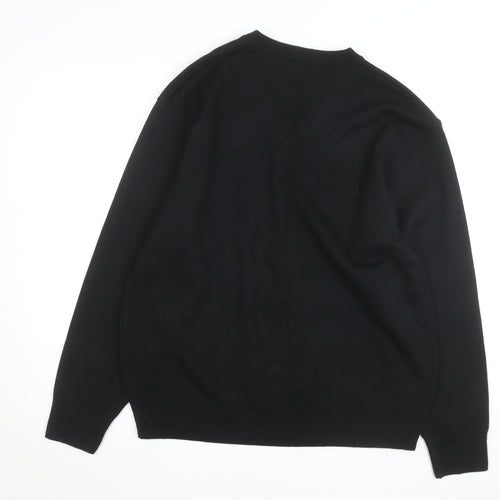Gabicci Men’s Black Wool Blend V-Neck Pullover Jumper L