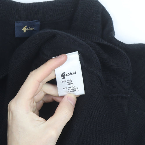 Gabicci Men’s Black Wool Blend V-Neck Pullover Jumper L