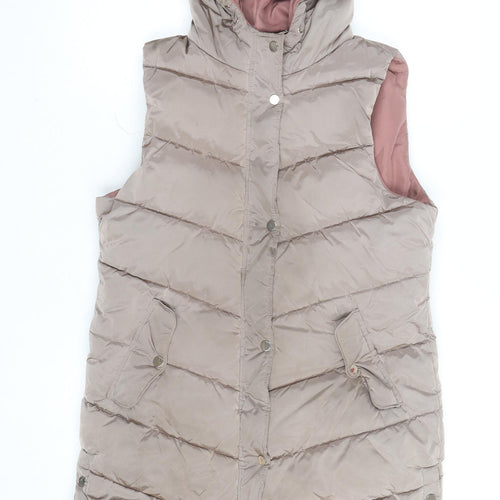 Next Teens Beige Hooded Puffer Waistcoat 12 Years Polyester