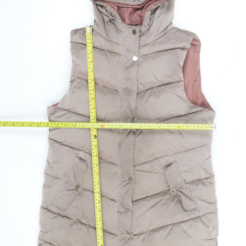 Next Teens Beige Hooded Puffer Waistcoat 12 Years Polyester