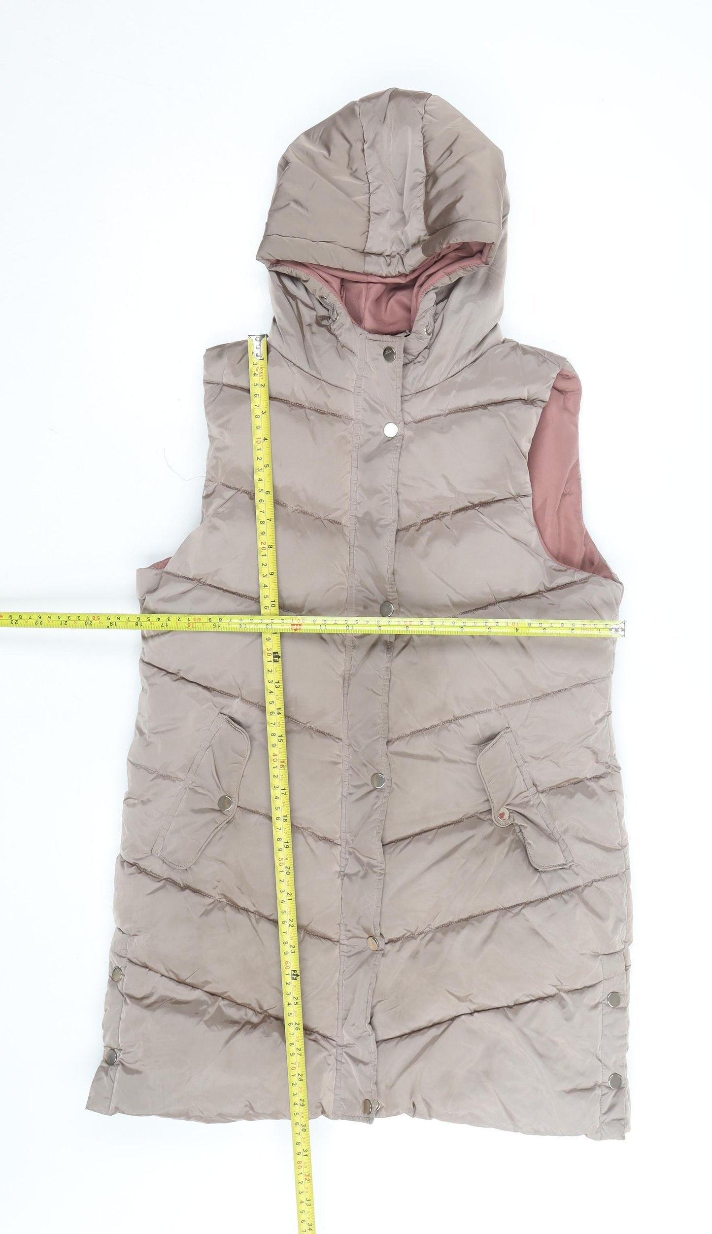 Next Teens Beige Hooded Puffer Waistcoat 12 Years Polyester